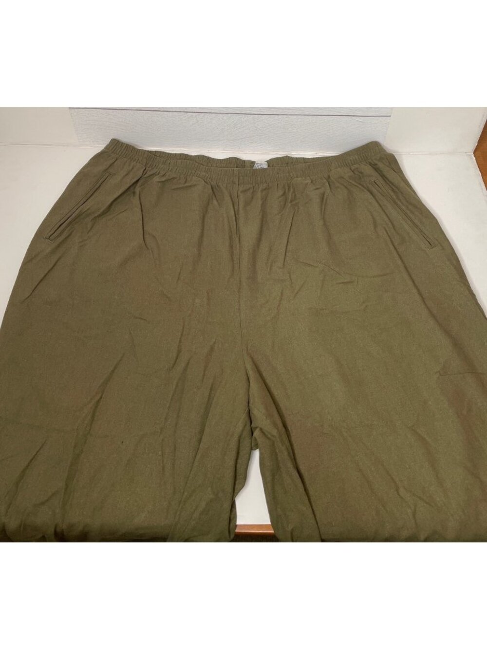 Sag Harbor Womens Pants Silk Elastic Waist Olive Green Solid Comfort Size 2X